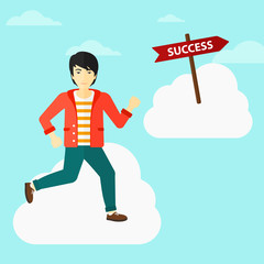 Businessman moving to success.