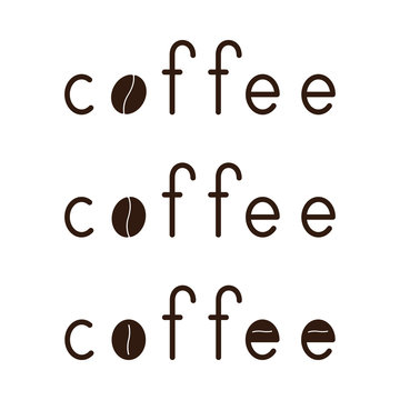 Fototapeta Set of coffee lettering