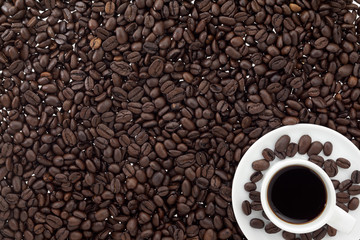 coffee beans and coffee cup.