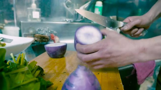 Purple Daikon Radish Sliced and Diced