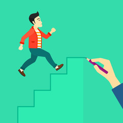 Man running upstairs.