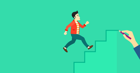 Man running upstairs.