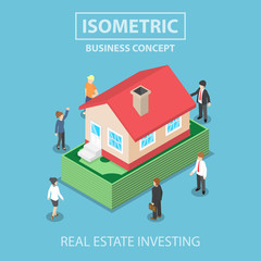Isometric house on the dollars banknote