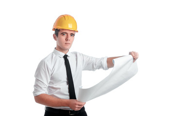 Man with yellow helmet