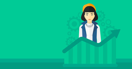 Woman with growing chart.