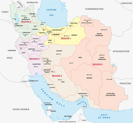iran administrative and political map regions - obrazy, fototapety, plakaty