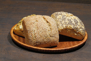 Various types of bread rolls, cakes, bun