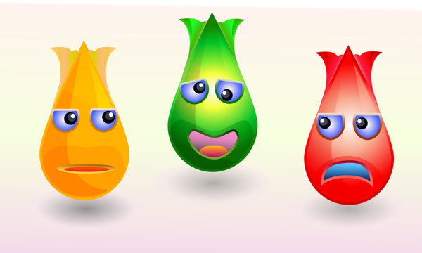 Mad colored union tulpin drop icons set
