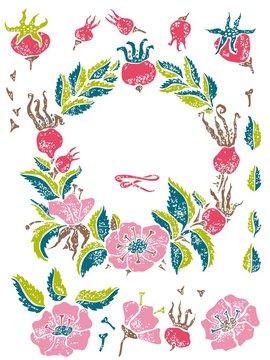 Wild Rose Linocut Set