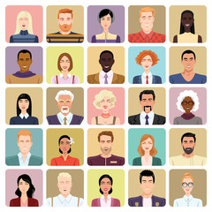 Avatars in cartoon style. Set of vector icons.