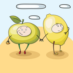 children apple and lemon vector
