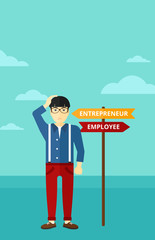 Man choosing career way.