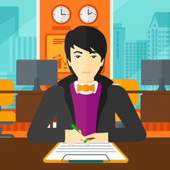 Man signing contract.