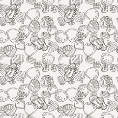 Vector Candy and Lollipop Seamless Pattern. Sweet Party Texture.