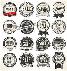 Retro vintage sale badges and labels collection