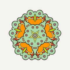 Vector mandala. Mehndi lace tattoo. Oriental weave with sharp corners. 