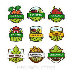 Organic food labels and elements, set for farm house, Natural and organic products vector illustration.