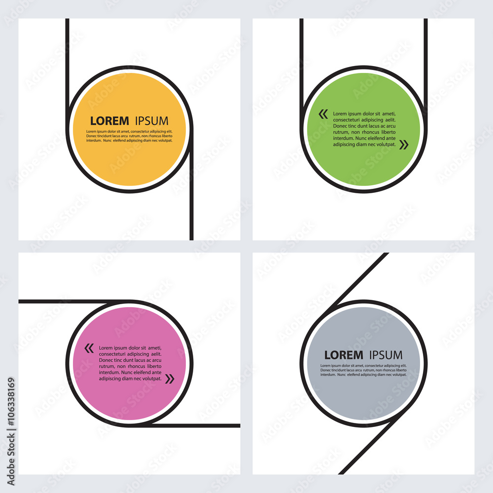 Poster Set of color quote text bubbles. Quote blank template. Quote bubble. Empty template. Circle quote form. Vector illustration.