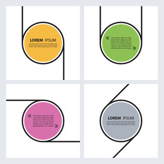 Set of color quote text bubbles. Quote blank template. Quote bubble. Empty template. Circle quote form. Vector illustration.