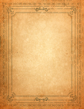 Fototapeta Old paper with patterned vintage frame - blank for your design