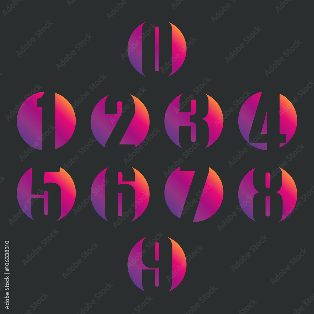 Aufkleber numbers set. gradient design vector illustration.