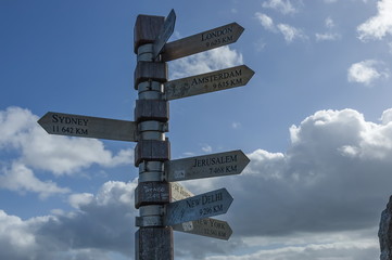 Signpost on Lighthouse at cape of good hope, South Africa