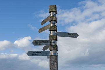 Signpost on Lighthouse at cape of good hope, South Africa