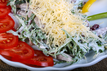 Salad with beef tongue
