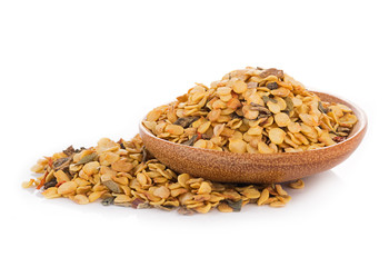 pepper seeds on white background