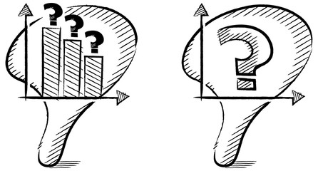 Icons of the map of Brazil symbolizing doubts about the future of the country