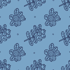 Stylish seamless texture with doodled Baikal berries cranberries