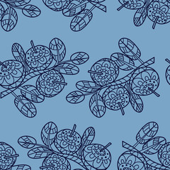 Stylish seamless texture with doodled Baikal berries blueberries