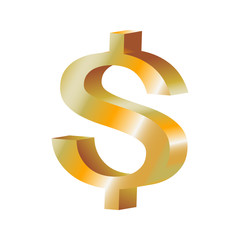 Golden dollar sign 3d isolated on white