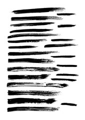 Vector set of 24 different grunge hand paint brush strokes isolated on white background. Vector design grunge elements. Vector abstract brush strokes. Vintage brush strokes. Retro brush strokes.