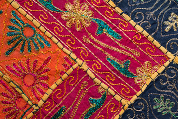 Handgemachter indischer Teppich, Hintergrundgrafik, nah 