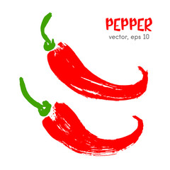 Sketched vegetable illustration of pepper. Hand drawn brush food