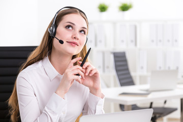 Businesswoman in headphones