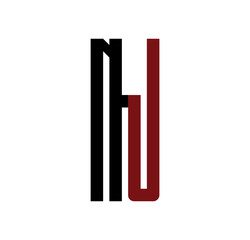 Obraz premium NJ initial logo red and black
