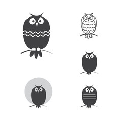 Abstract owls.  Five variants of images of owls. Vector set.