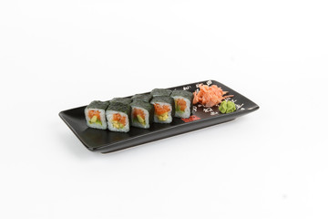 Image of tasty sushi set with salmon