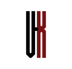 VX initial logo red and black