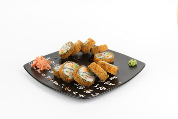 Image of tasty sushi set with salmon