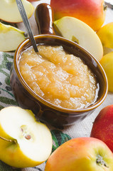 fresh apples and apple jam