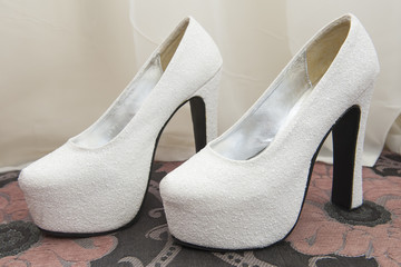 Closeup detail of bridal shoes