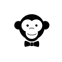Happy monkey with tie icon