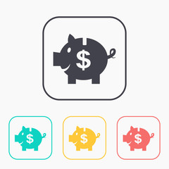 Vector piggy bank color icon set