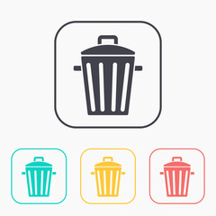 Trash can color icon set