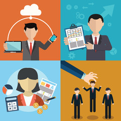Vector collection of flat and colorful business, Human Resources concept. Design elements for web and mobile applications