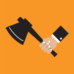 Axe In Hand Vector Illustration.