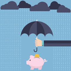 Umbrella protecting savings. © Graphicroyalty